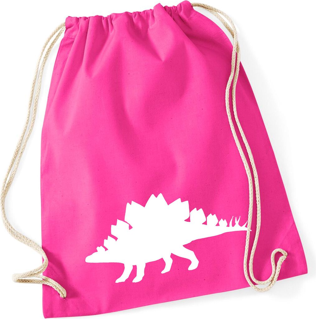 Huuraa Turnbeutel Stegosaurus Dinosaurier 12 Liter Fuchsia Baumwolle Rucksack Geschenkidee