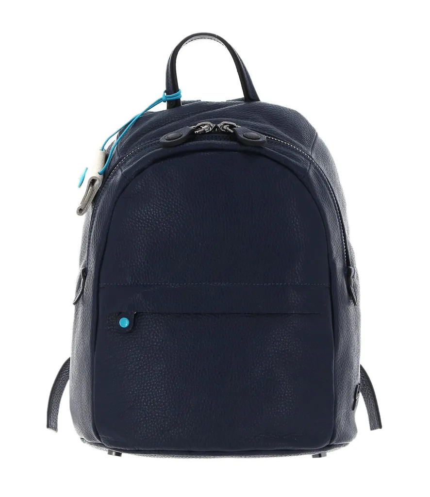 Sac à Dos Gabs Anita Cuir Noir Surpiqué avec Détails Bleu Marine Inchiostro