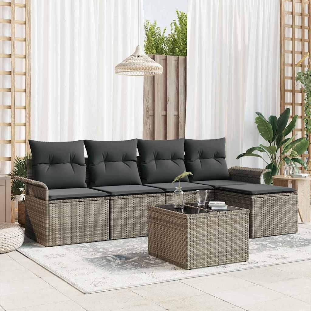 Maison Exclusive - Outdoor-Sofa mit Kissen 6 pcs Grau Poly-Rattan