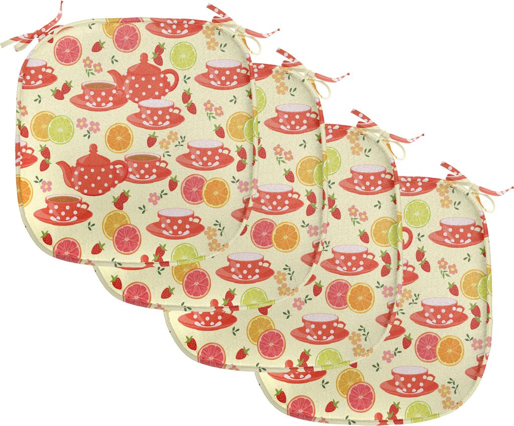 ABAKUHAUS Modern Polster für Esszimmerstühle, Cup mit Punkten und Früchten, Dekoratives wasserfestes Kissen mit Riemen für Küchensitze, 40 cm ...