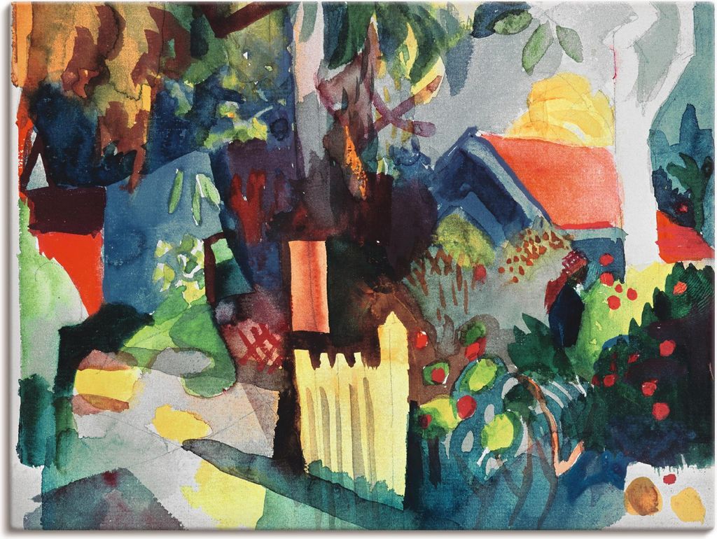 ARTland Leinwandbild Landschaft mit hellem Baum Größe: 120x90 cm