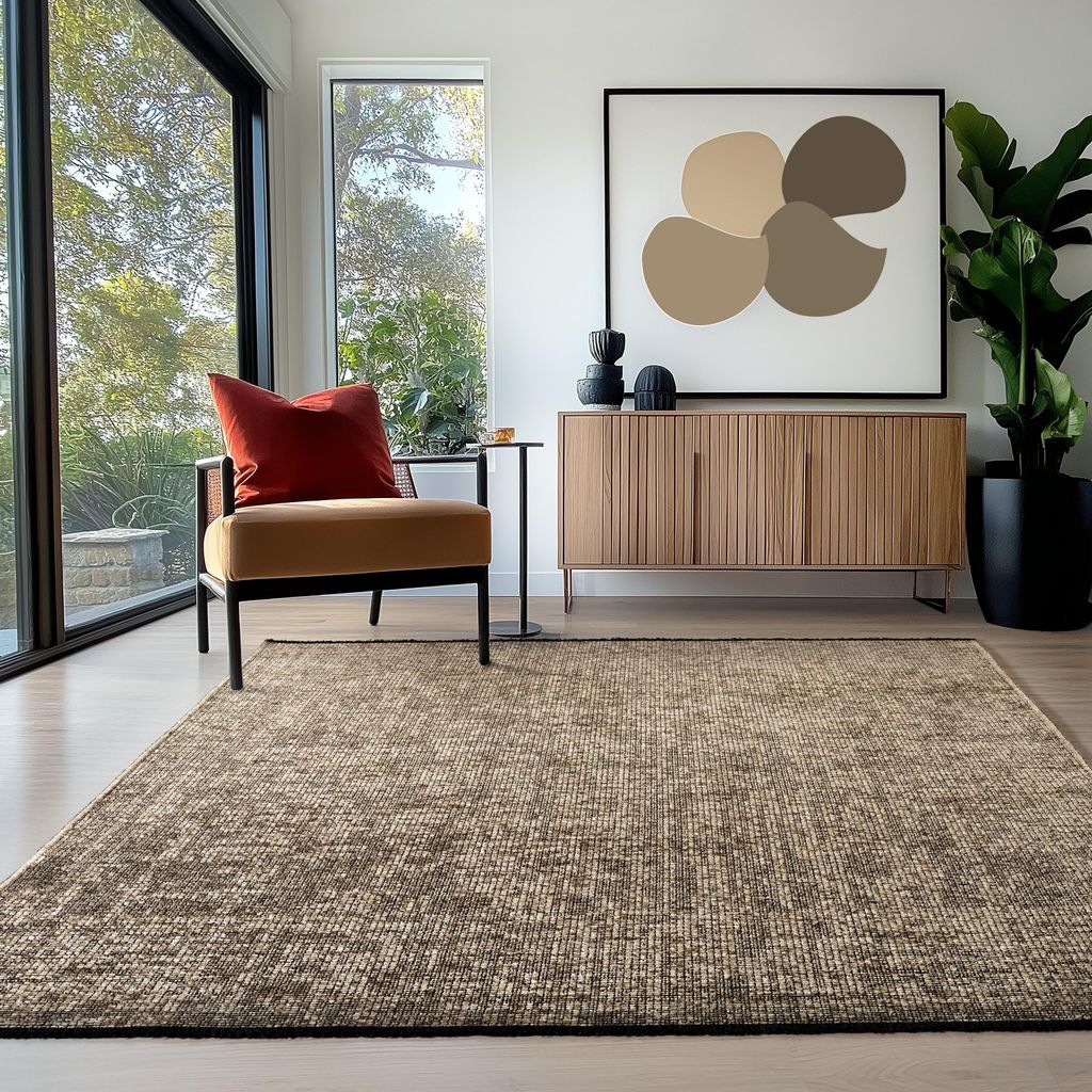 Homebyhome Waschbar Baumwolle Teppich Chenille Boho-Stil Kurzflor Einfarbig Meliert Rutschfest & Weich Grösse, 140x200 cm