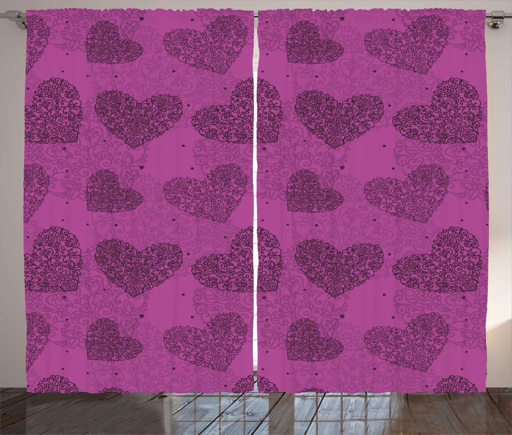 ABAKUHAUS Rideau Rustique Abstrait Fleurs Magenta Foncé 280 x 225 cm