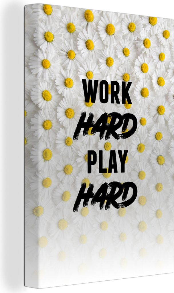 OneMillionCanvasses - Leinwandbilder - 90x140 cm, Sport - Zitate - 'Hart arbeiten, hart spielen' - Sprichwörter, Wandbilder Kunstdruck Wanddekor...