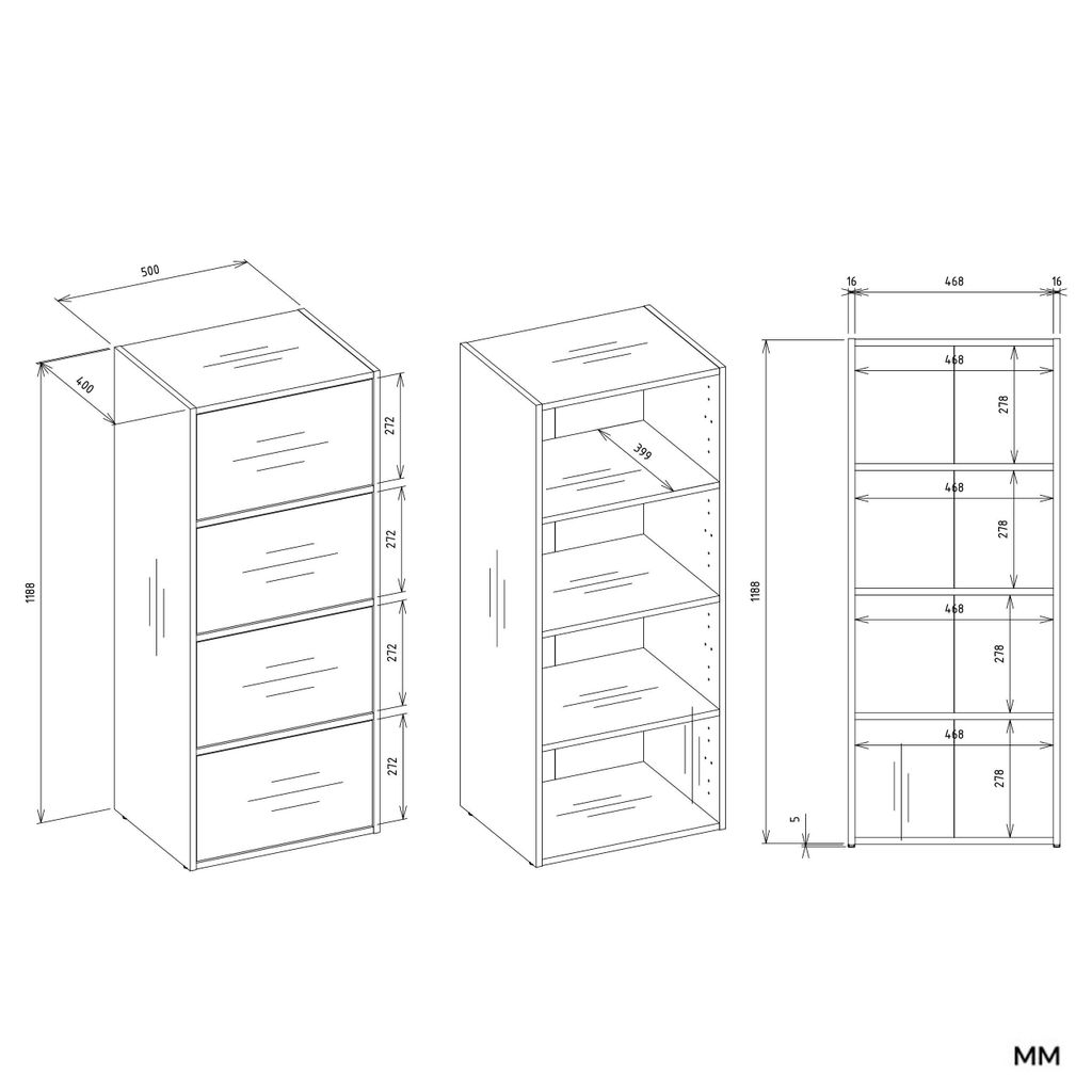 Commode étroite à portes ATALLA - chêne artisanal Image du produit 