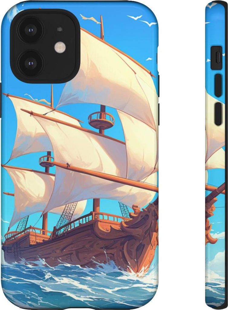Segelschiff auf Ozeanwellen – Hülle Kompatibel mit iPhone 12