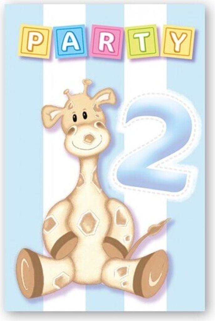 2. Geburtstag Giraffe Junge 6 Einladungskarten