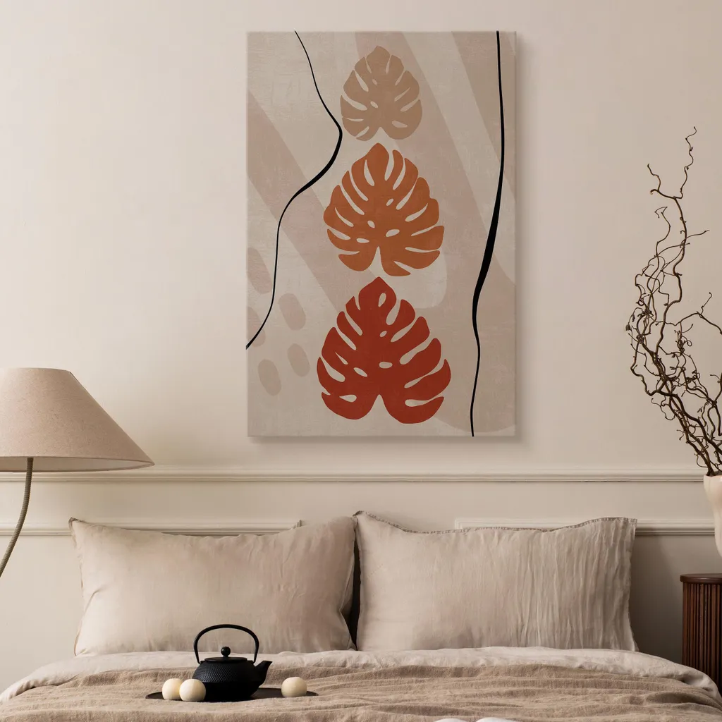 Muralo su tela MONSTERA LEAVES piante astrazione stile boho l. 80cm x h. 120cm - 5