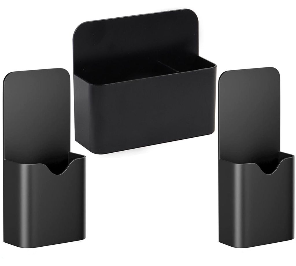 3-teilige magnetische Stiftehalter-Aufbewahrungsbox für Kühlschrank, Whiteboard oder Spind (schwarz)