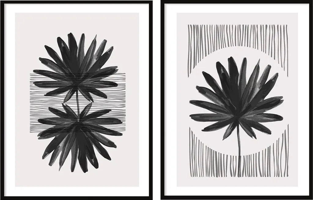 Habillez vos murs vides avec le Set 2 Tableaux Boho Leaves 53x73cm Encadrés