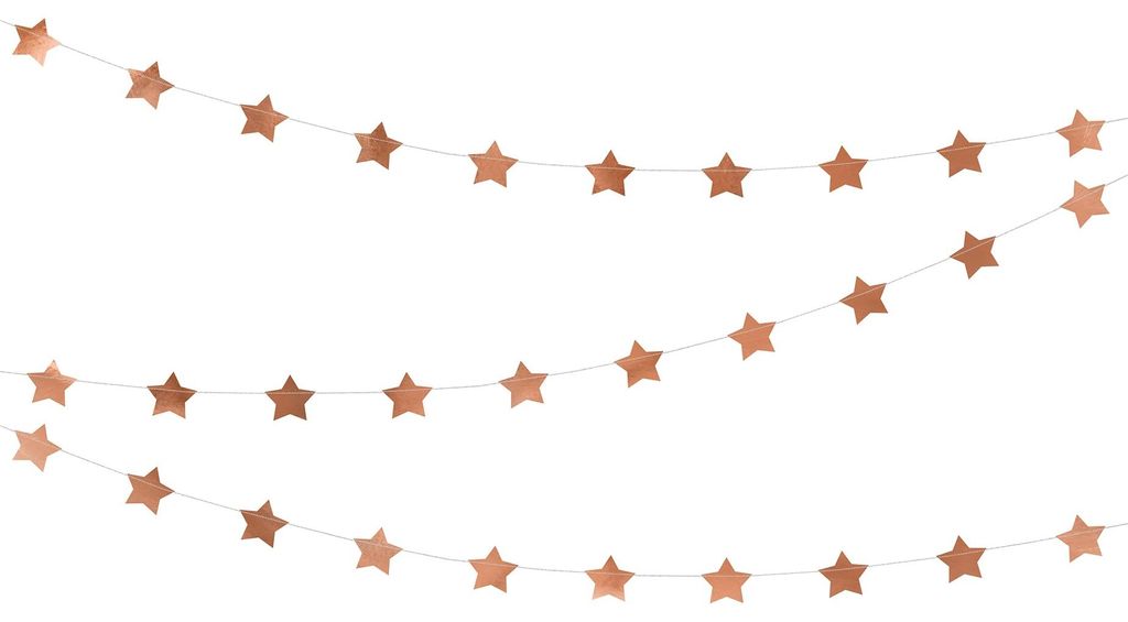 Rosegoldene Sternengirlande aus Pappe 3,6 m für Weihnachten - Einheitsgröße