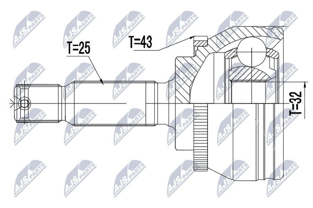 NTY Gelenksatz Antriebswelle Vorne Radseitig für MITSUBISHI Galant VIII Limousine (EA) NPZ-MS-063