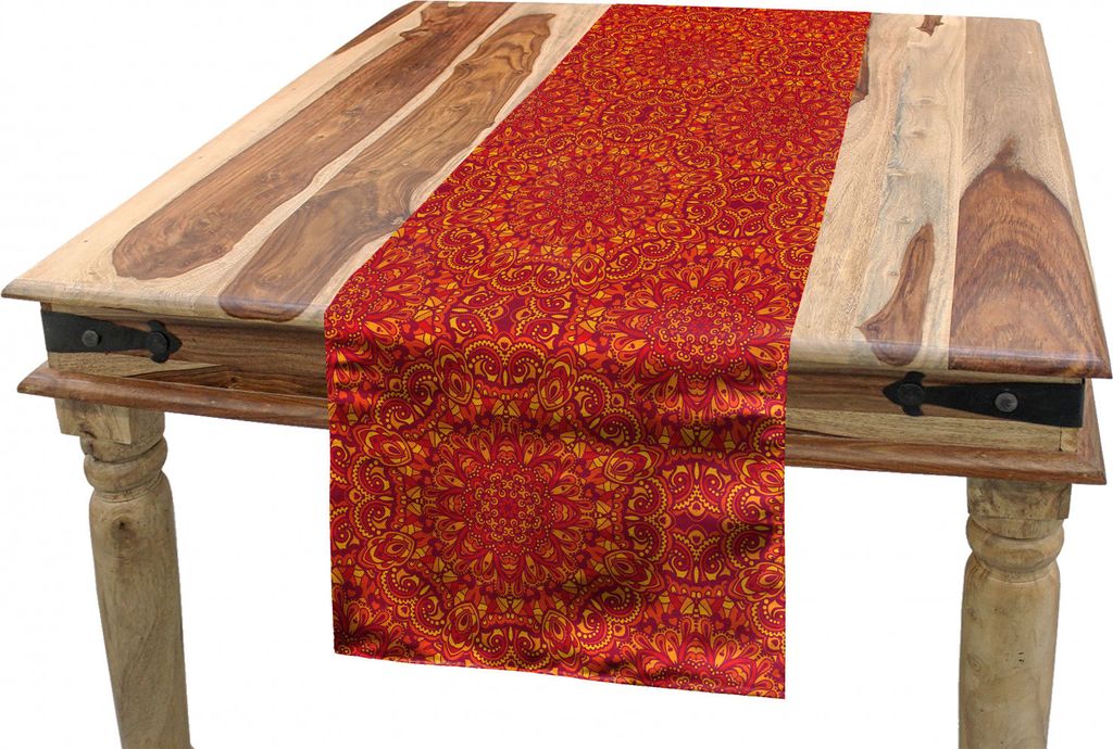 ABAKUHAUS Mandala Tischläufer, orientalisch, Esszimmer Küche Rechteckiger Dekorativer Tischläufer, 40 x 300 cm, Lila Senf orange