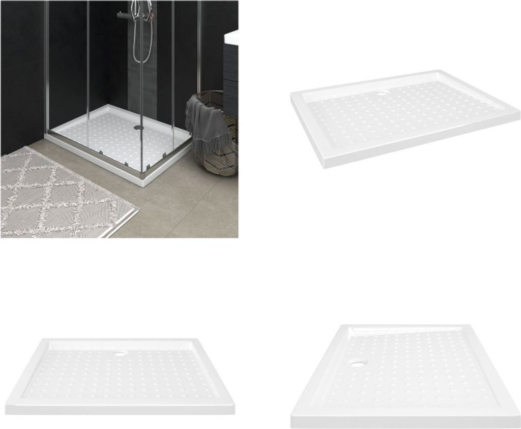 vidaXL Duschwanne Anti Rutsch Weiß 90x70x4 cm ABS - Duschwanne - Duschwannen - Duschtasse - Duschtassen