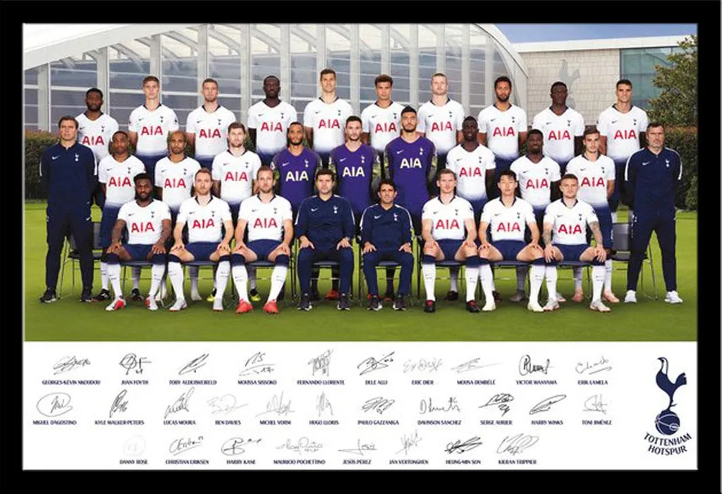Poster Tottenham Hotspur 18/19 avec Cadre Robuste Protection Vitre Acrylique
