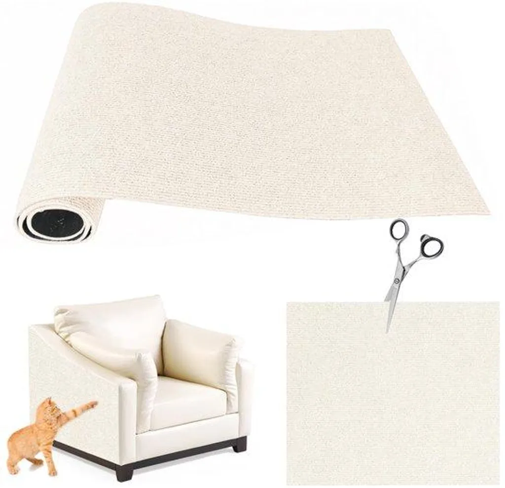 Stop griffures chat tapis beige 100x30cm autocollant pour vos meubles