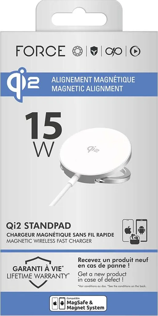Support de Charge Qi2 15W pour iPhone et Android avec Sortie USB-C 20W