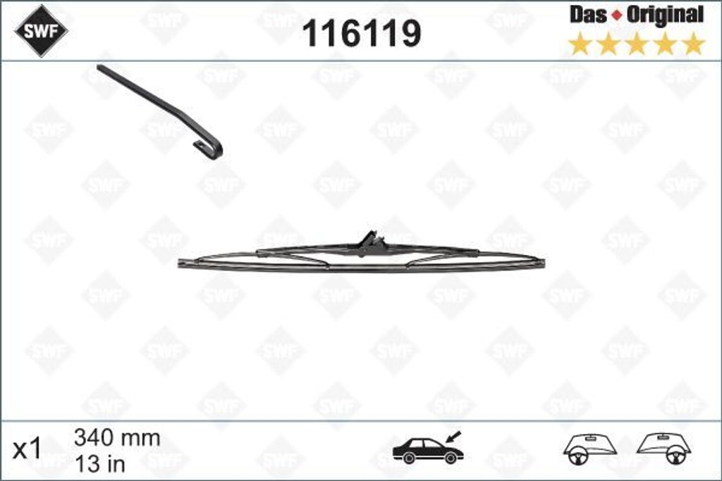 SWF DAS ORIGINAL Heckscheibenwischer Stück für VW Golf IV Schrägheck (1J1) 340mm