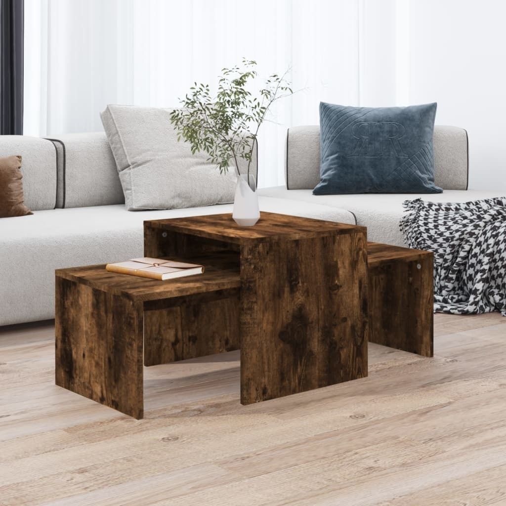 vidaXL Couchtisch Set Räuchereiche 100x48x40 cm Holzwerkstoff - Couchtisch - Couchtische - Beistelltisch - Sofatisch