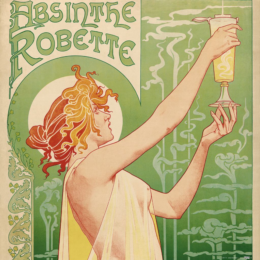 Historische Werbeplakate Kunstdruck Bild - Grüne Fee, Absinthe Robette, Henri Privat Livemont, 1896 (40 x 40 cm)