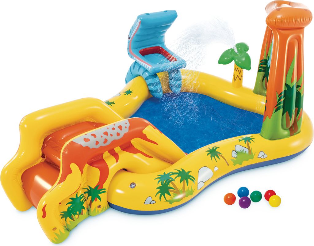 Piscina con giochi d'acqua, scivolo e fontana per bambini Immagine del prodotto 