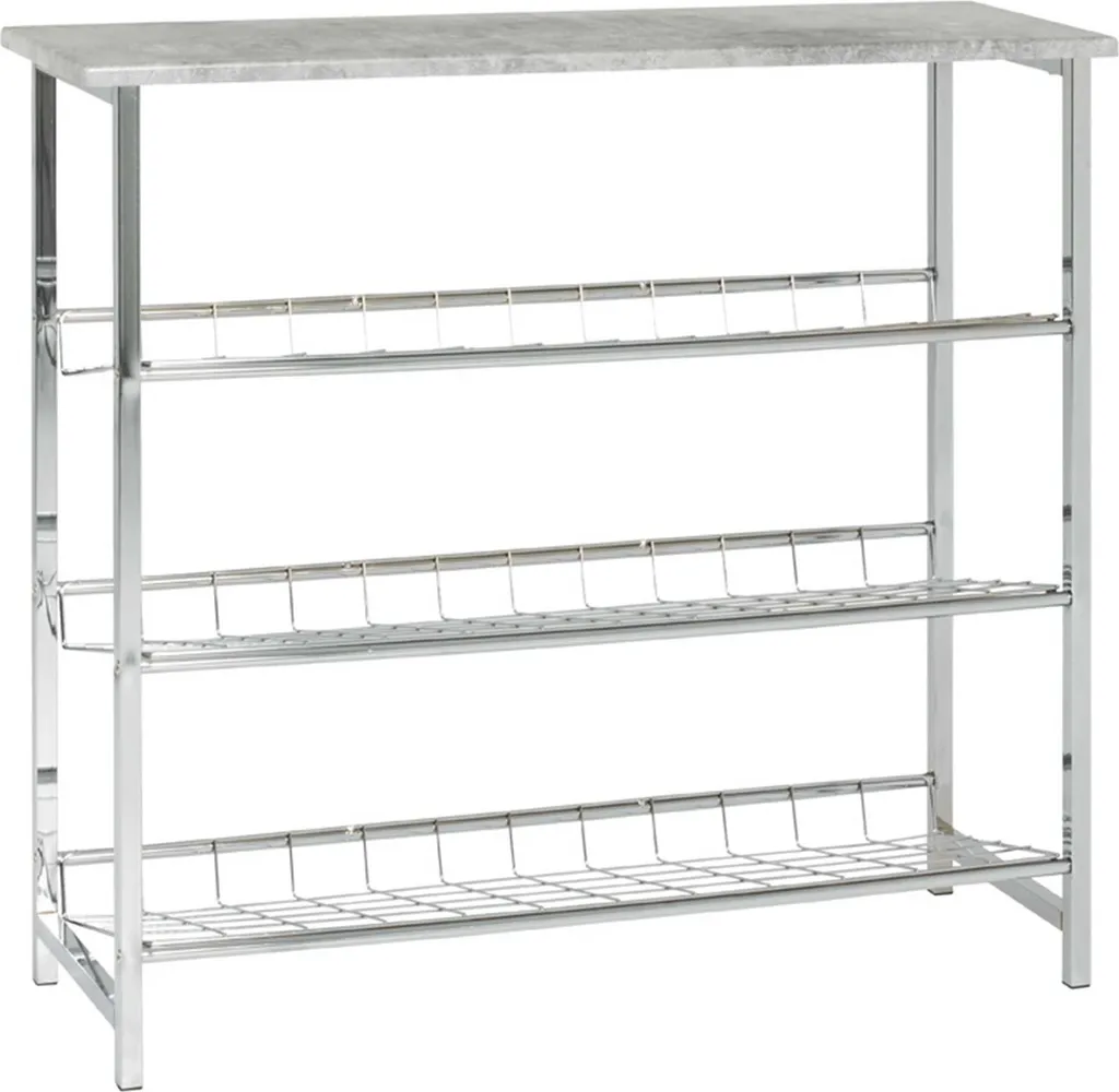 Meuble à chaussures design béton et métal chromé Haku 4 couches 81cm