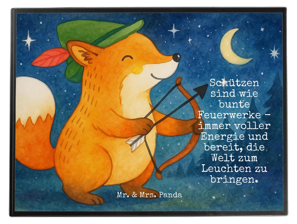 Mr. & Mrs. Panda Schreibunterlage Schütze Astrologie Design - Weiß - Geschenk, schreibtischunterlagen, malunterlagen, Sternzeichen, Tierkreiszeic...