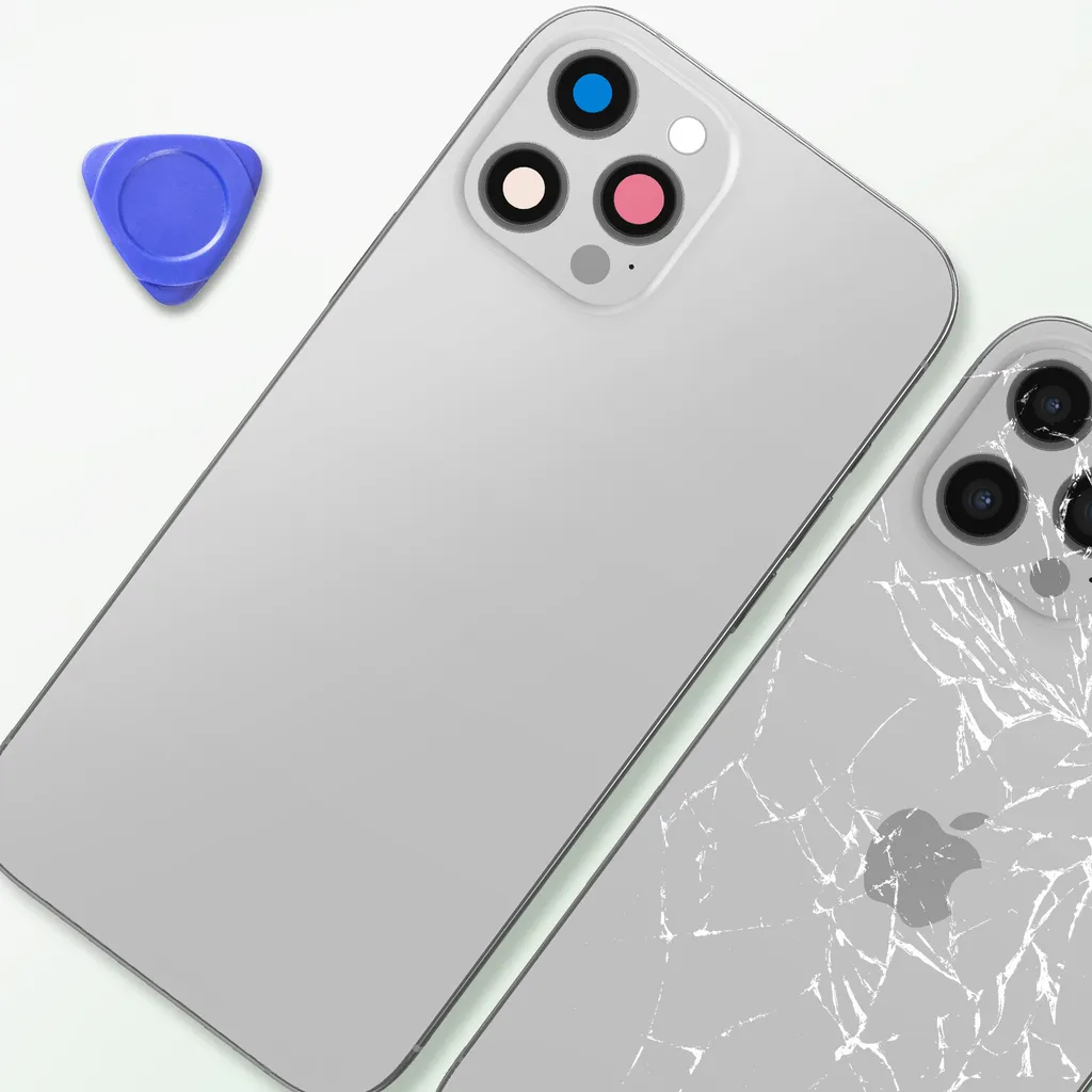 Clappio Boîtier iPhone 12 Pro Max Gris Clair avec Cache Batterie Intégré - 3