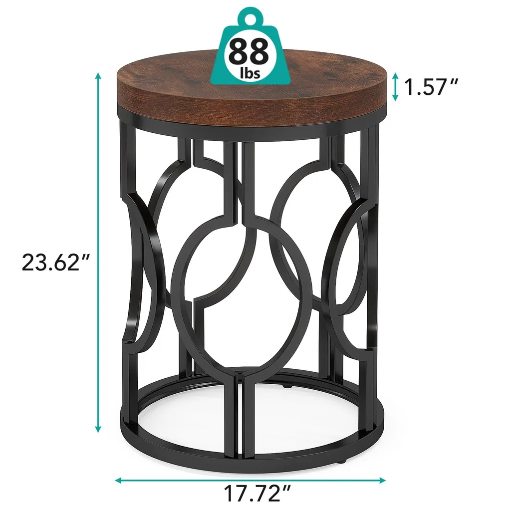 Table d'Appoint Stable et Robuste, Meuble d'Appoint Montage Rapide