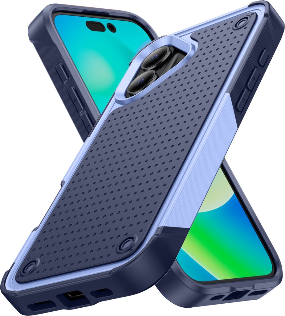 Für iPhone 17 Hülle Militärqualität Stoßfest Hybrid 2 in 1 Hart PC Weich TPU Handyhülle Lila Blau