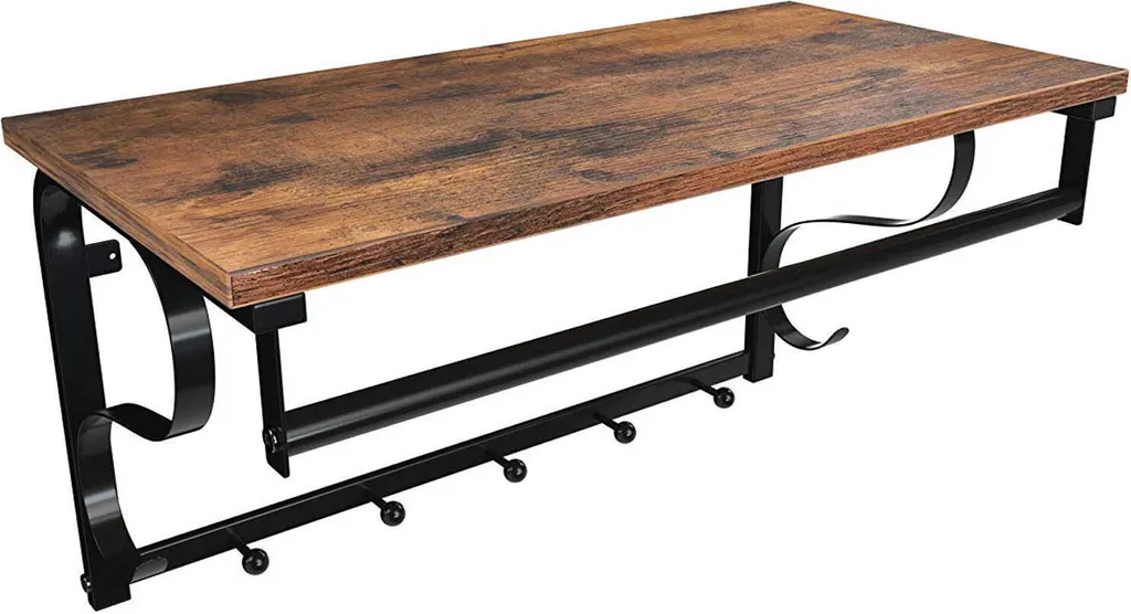 Étagère LOFT bois massif et porte-manteaux - Rangement bois naturel