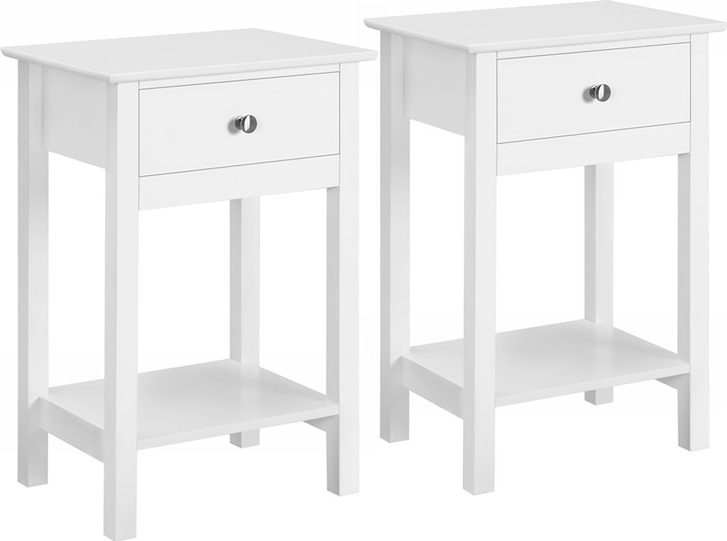Yaheetech 2er Set Nachttisch Beistelltisch mit Ablage, Nordisch-Design, für Wohnzimmer/Schlafzimmer/Flur, Weiß