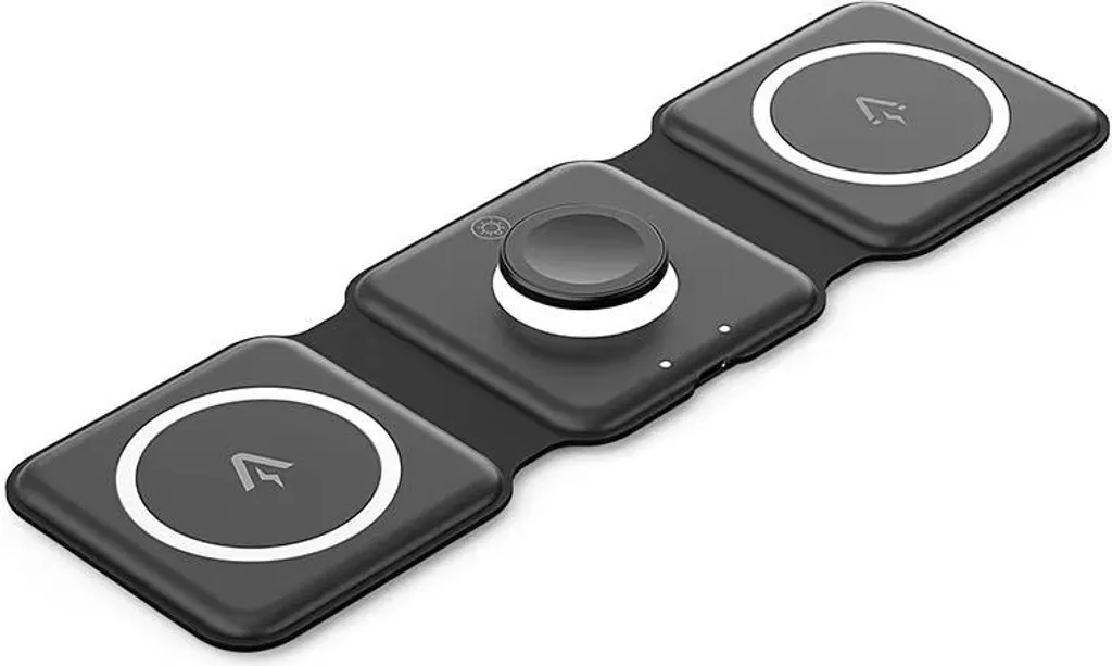 Station de Charge Sans Fil 3-en-1 Pliable pour Smartphone et Montre