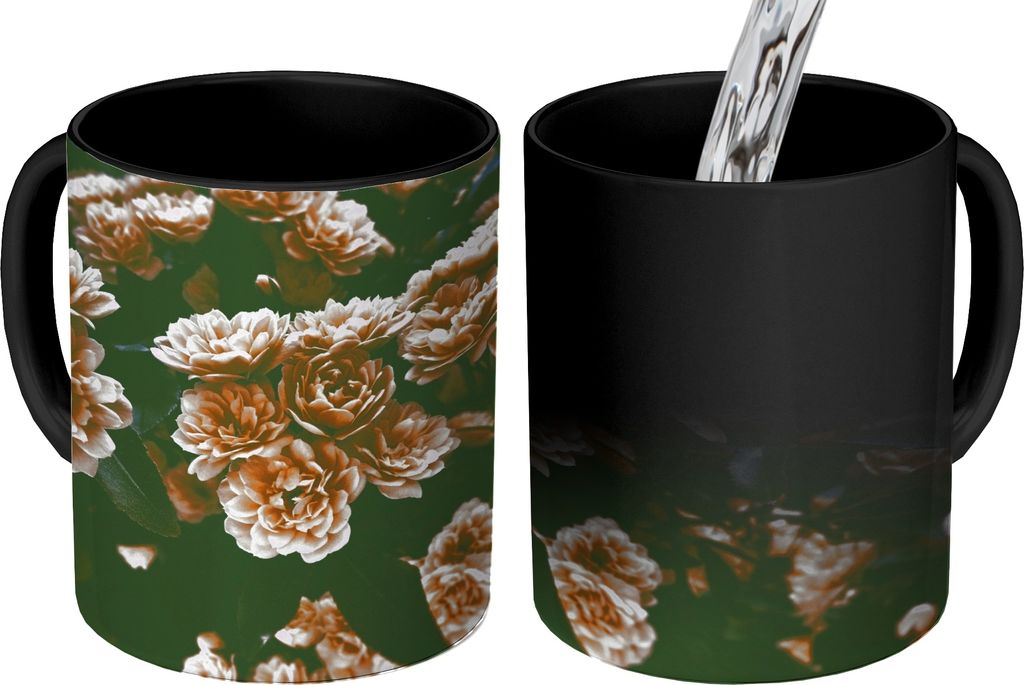 MuchoWow Zauber Tasse Zaubertasse Magic Blumen - Wild - Braun 350 ml Farbwechsel Becher Geschenk Geschenkidee - Magic-Tasse - Fototasse - Keramik...