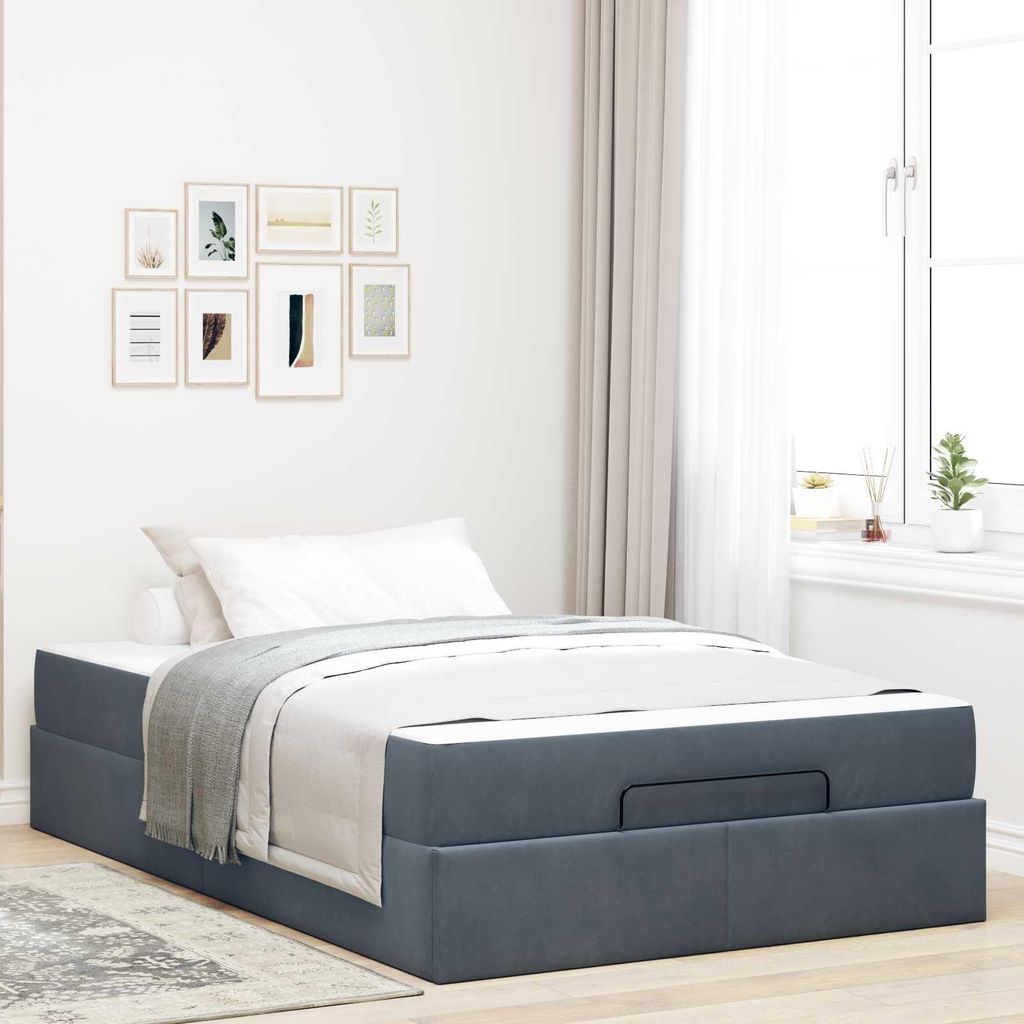 Maison Exclusive - Bettgestell mit Matratze 2 pcs Dunkelgrau Samt