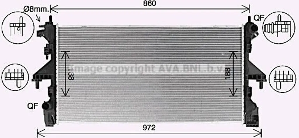 Radiateur de refroidissement pour utilitaire Ducato et Jumper Box