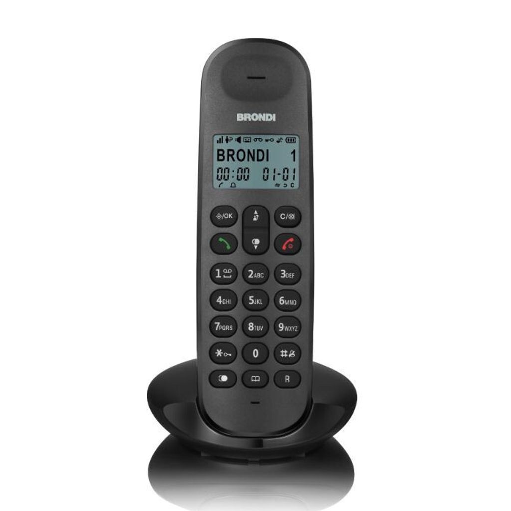 Brondi LOTUS DECT Telefon Schwarz - 50m Reichweite - Set 5 Mobilteile - ECO DECT