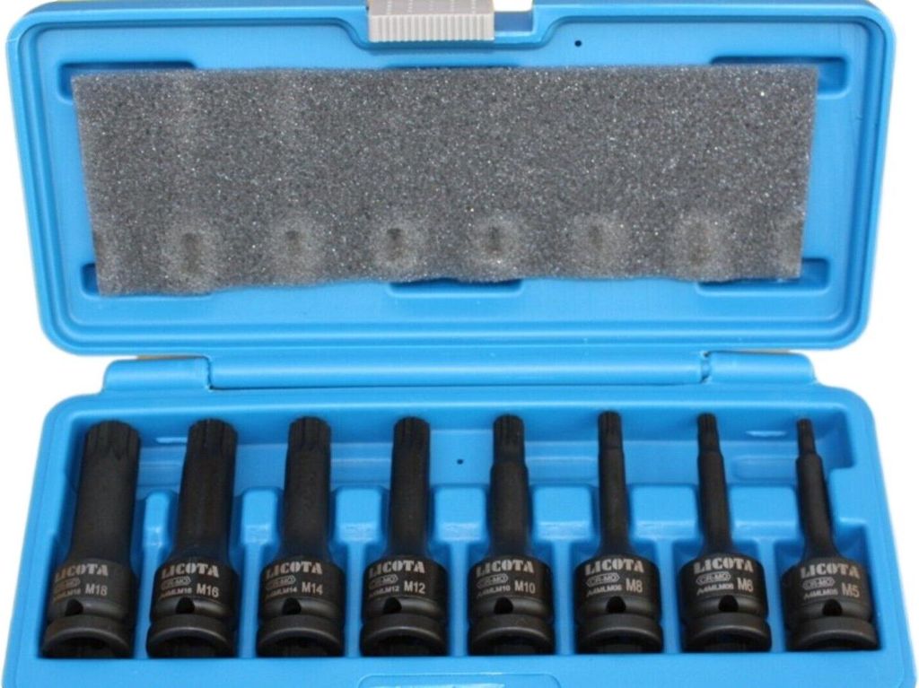 8-teiliges Schlagschrauber Nuss Set 1/2 Zoll – Chrom-Molybdän-Stahl, Ribe Nüsse M5-M18