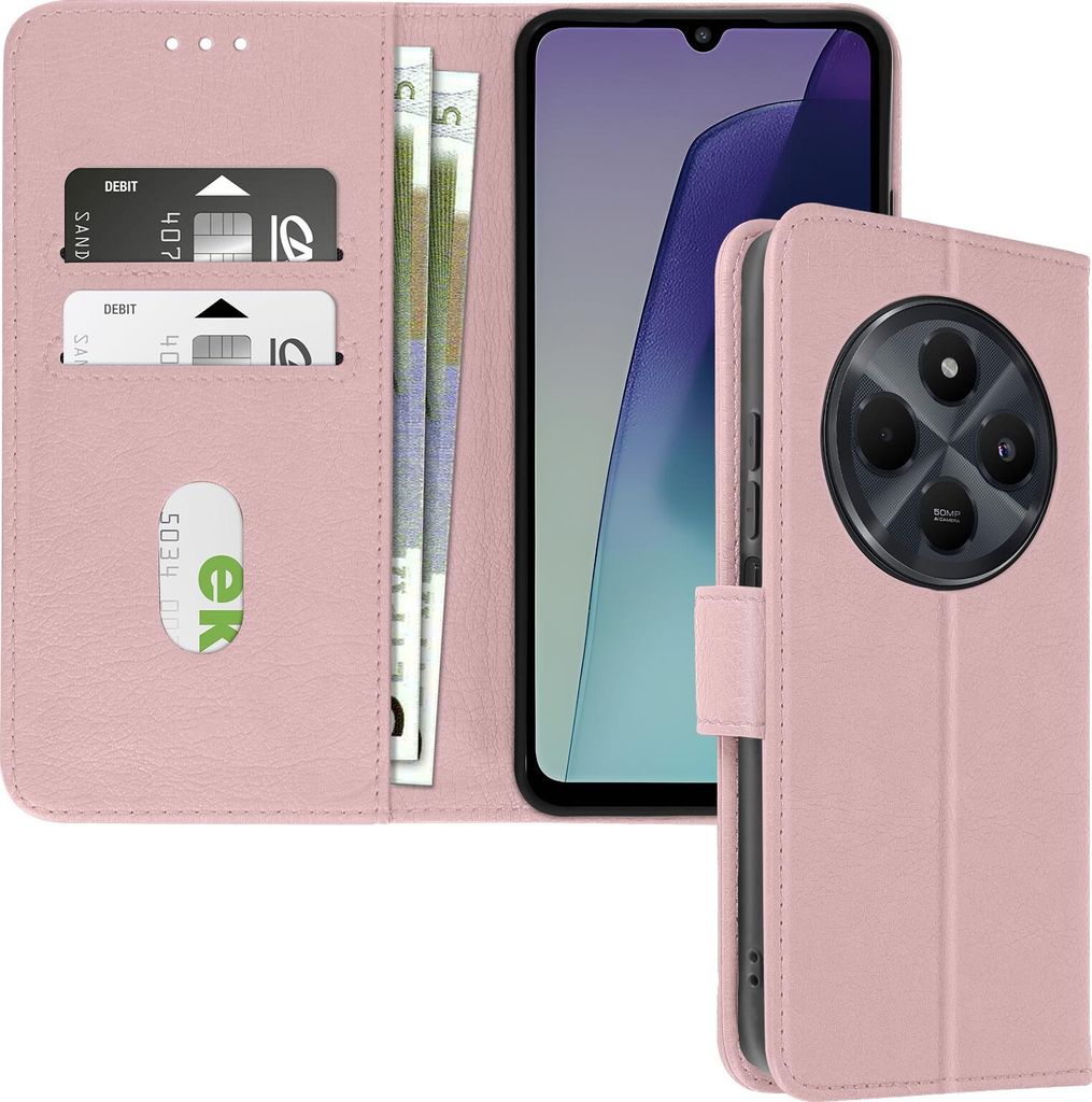 Avizar, Kunstlederetui mit Standfunktion Xiaomi Redmi 14C, Champagnerrosa