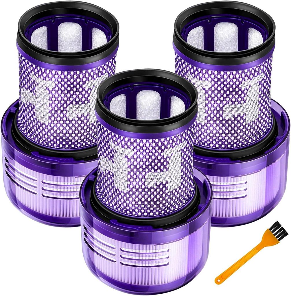 V12 HEPA Filter 971517-01 für Dyson V12 Detect Slim Akku-Staubsauger V12 Filter Ersatzfilter Zubehör für Dyson, 3 Filters, 1 Reinigungsbürste