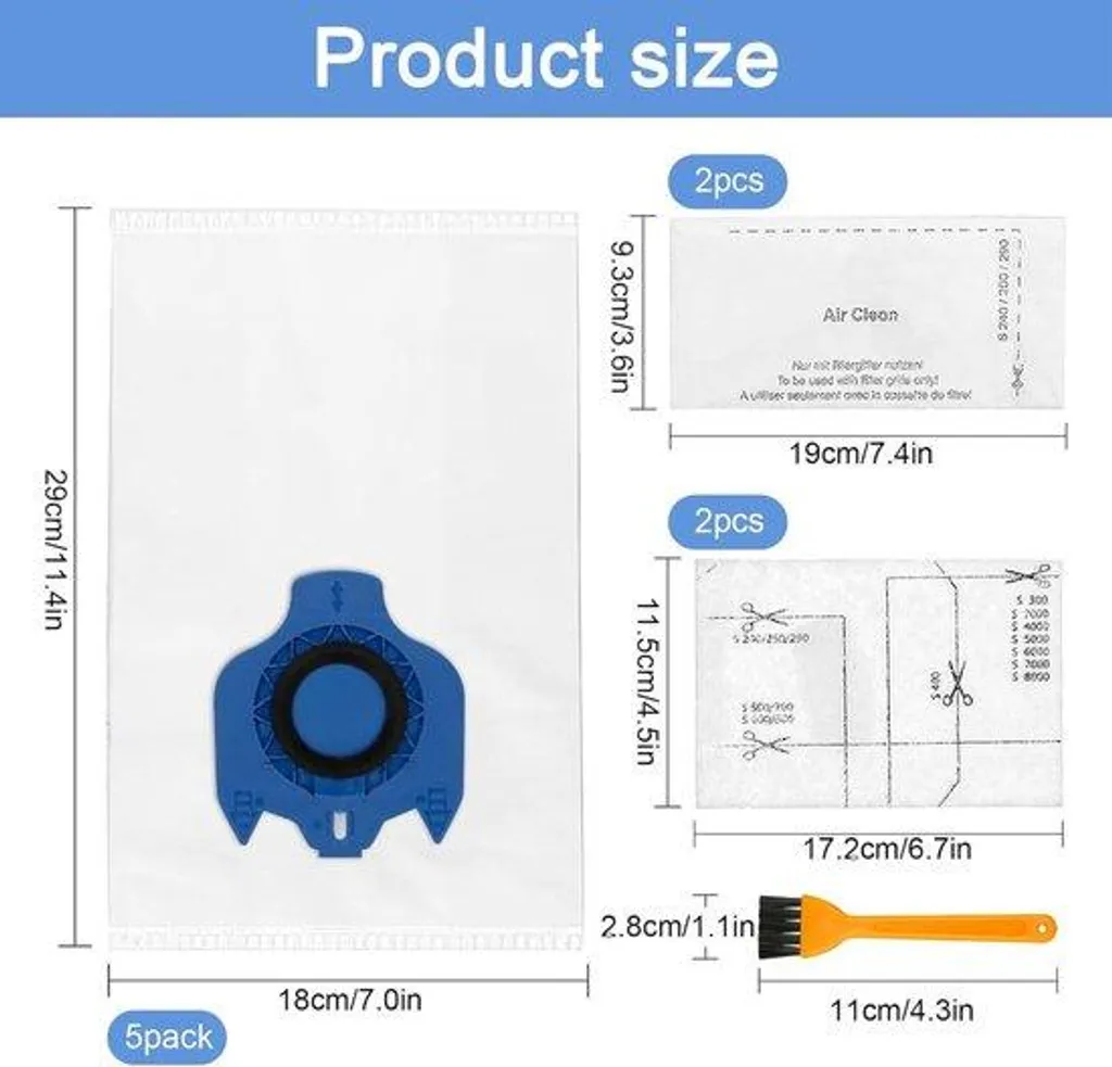 Sacs aspirateur anti-odeur technologie 3D avec filtres moteur - Lot de 5