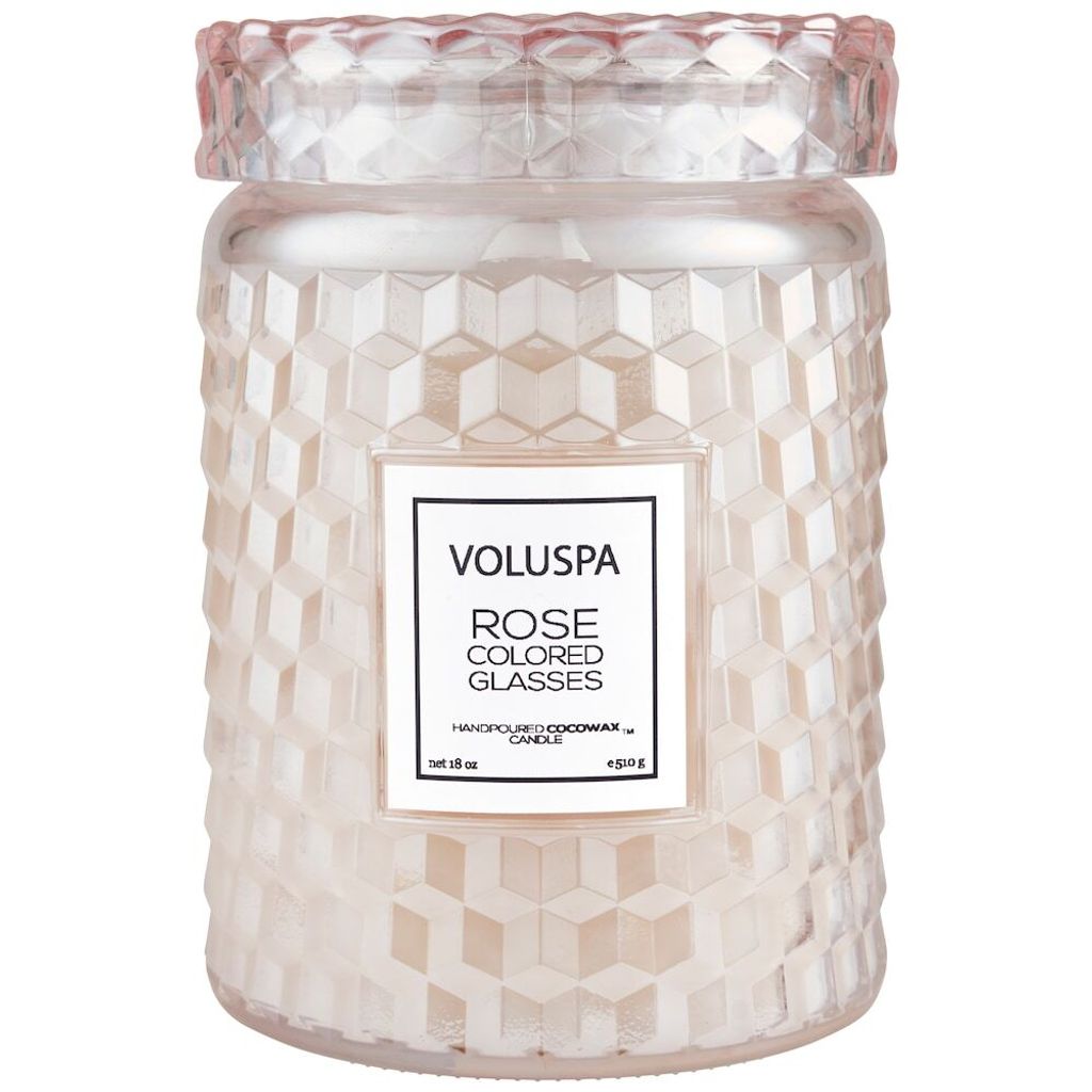 Velká svíčka ve sklenici s růžovými brýlemi Obrázek produktu 