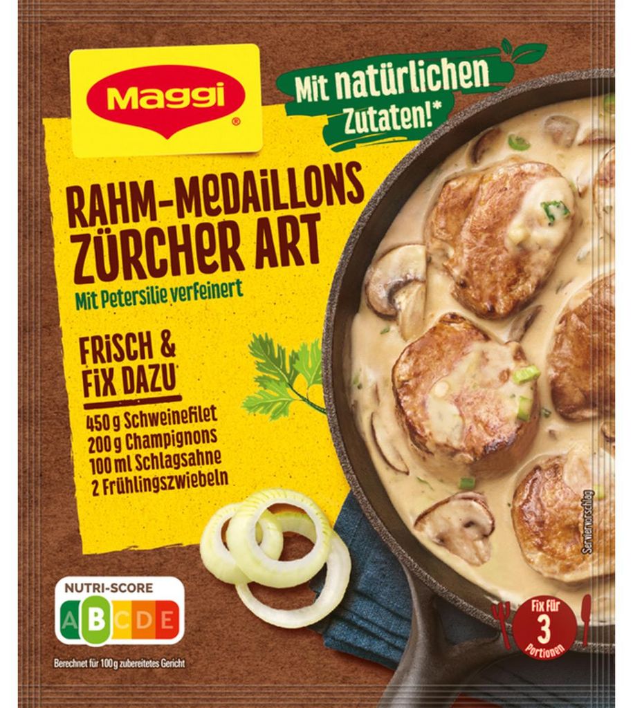 Verpackungsbild Maggi Fix für Rahm Medaillons Zürcher Art mit Petersilie 37g