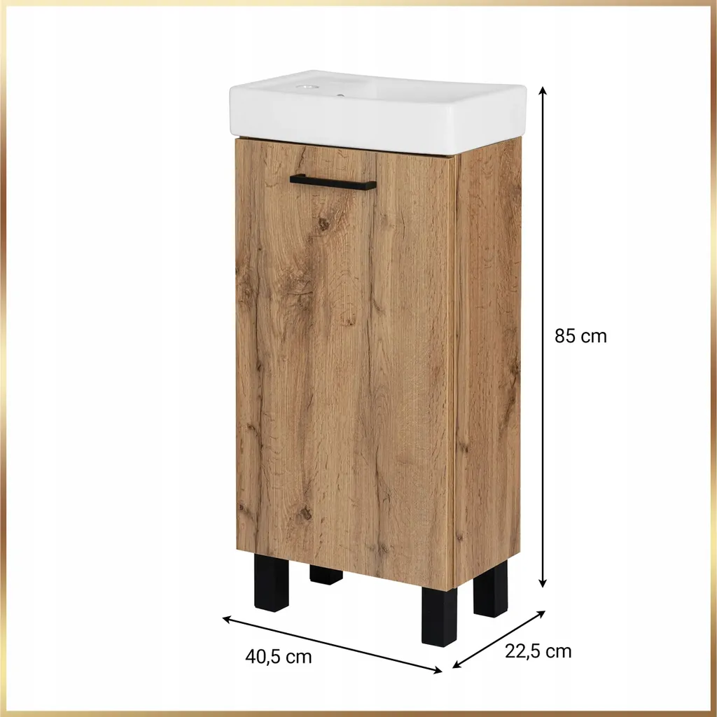 Armoire de Toilette 40cm Chêne Wotan Stamar Kit Complet Prêt à Poser - 6
