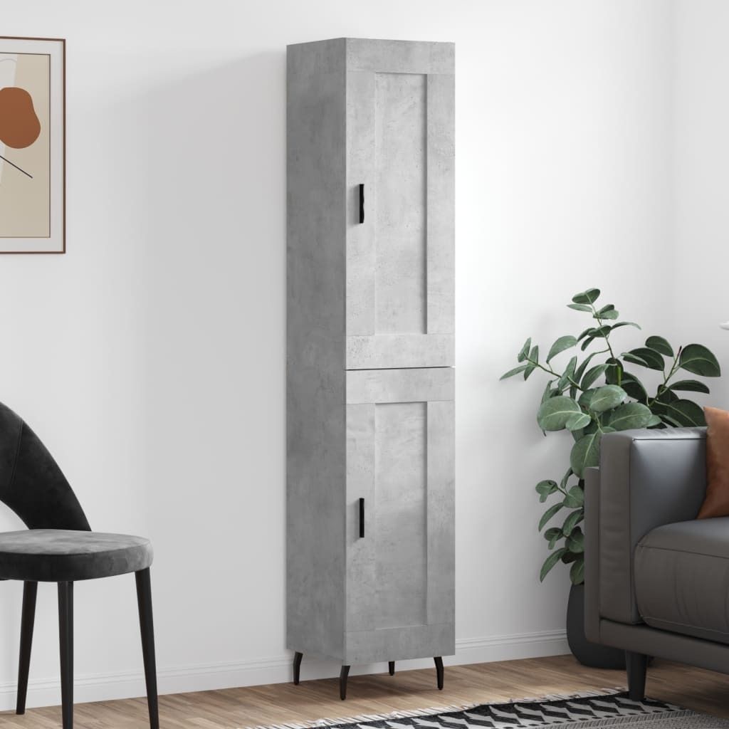 The Living Store Highboard Betongrau 34,5x34x180 cm Holzwerkstoff
