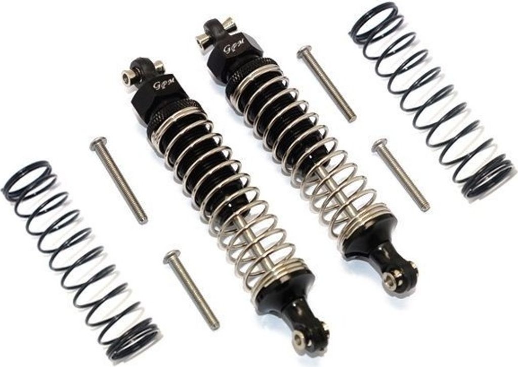 GPM ALUMINUM FRONT/REAR ADJUSTABLE SPRING DAMPERS -8PC SET black GPMTRX4090BKSBEBK