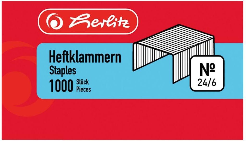 Herlitz Heftklammer No24/6 verzinkt         2x1000er Immagine del prodotto 