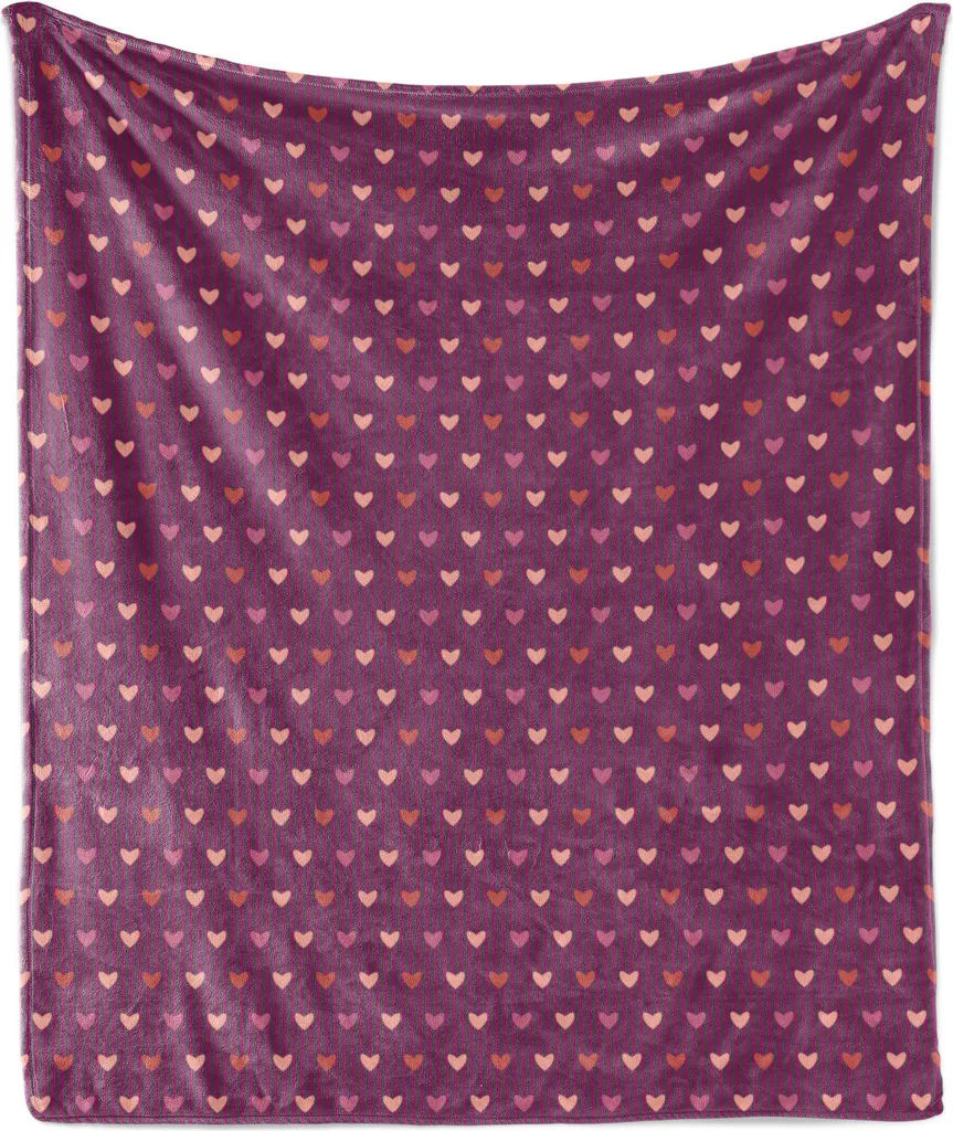 Coperta ABAKUHAUS 175x230 Cuori Magenta - Morbido Pile per Tutta la Famiglia