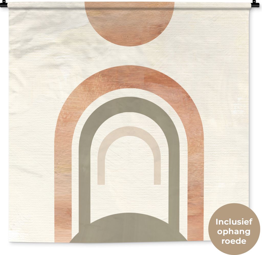 MuchoWow Wandteppich Wandbehang Design - Rosa - Abstrakt 150x150 cm Tapisserie Dekoration Wandtuch - Wohnaccessoires - Modernes