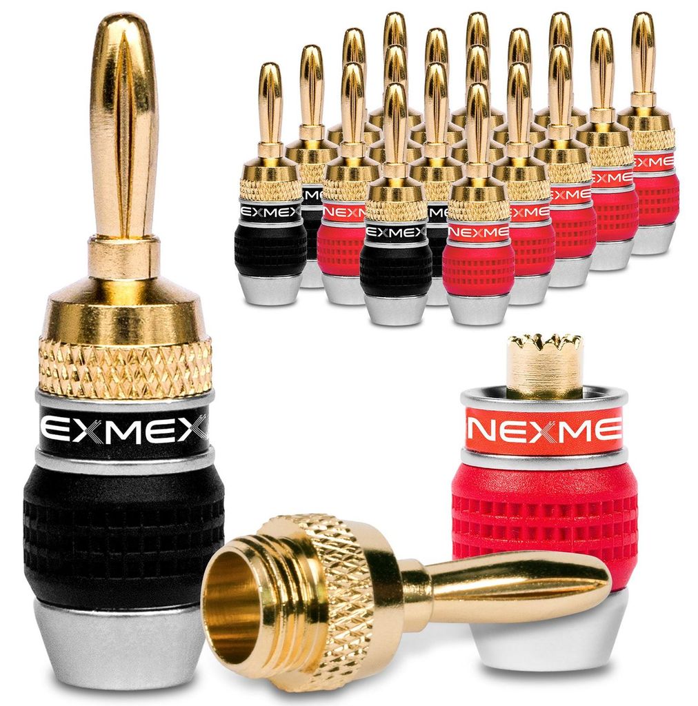 Bananenstecker 4mm schraubbar NEXMEX 24k vergoldet Produktbild 